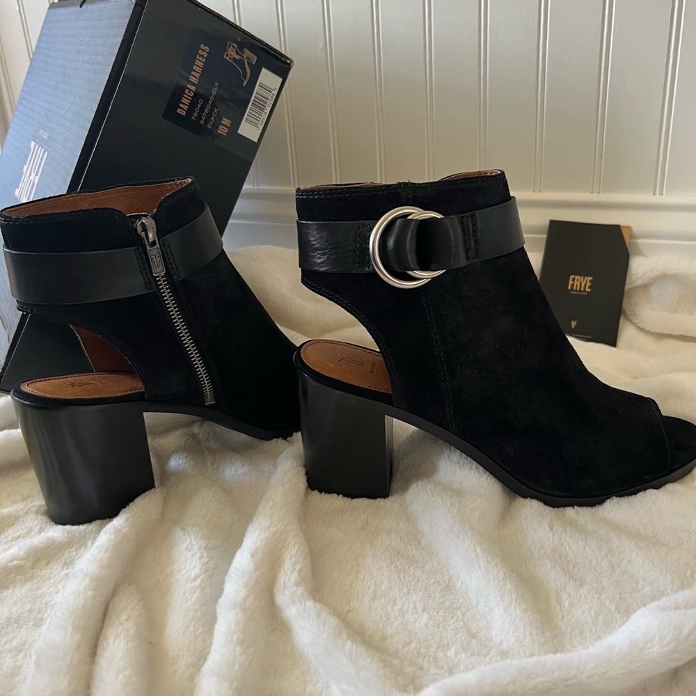 Frye Suede Leather Danica Harness boots.